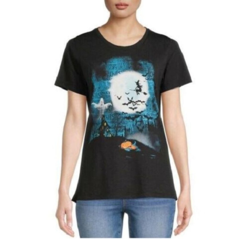 Womens WTC MIDNIGHT HAUNT Halloween T-Shirt Size Large XL XXL Witch Moon NWT